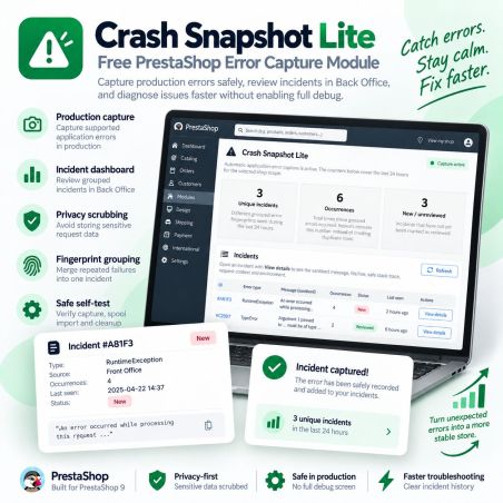 Crash Snapshot Lite – PrestaShop 9 error capture