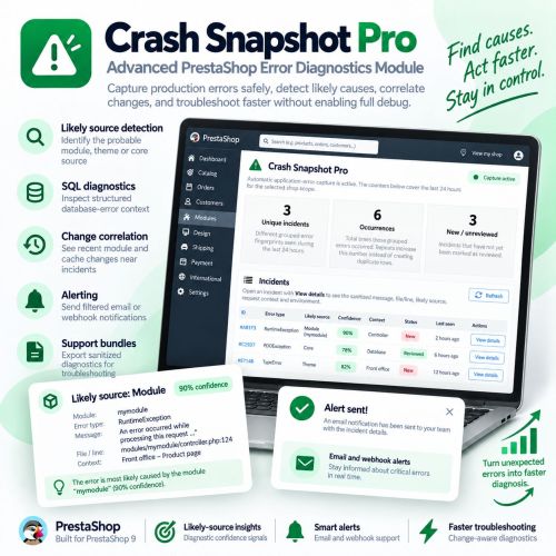 Crash Snapshot Pro – PrestaShop 9 error diagnostics