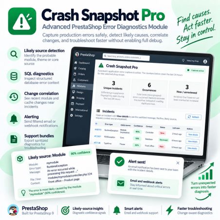 Crash Snapshot Pro – PrestaShop 9 error diagnostics